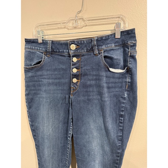Maurices Super Skinny Jeans Womens 14W Reg Blue Denim Stretch Hi-Rise Button-Fly - Picture 5 of 7